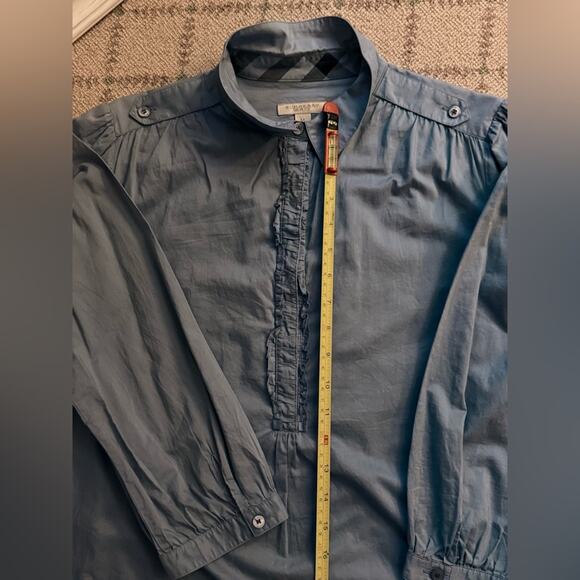 Burberry Brit denim chambray blue tunic shirt with ruffled front  M - Picture 7 of 14
